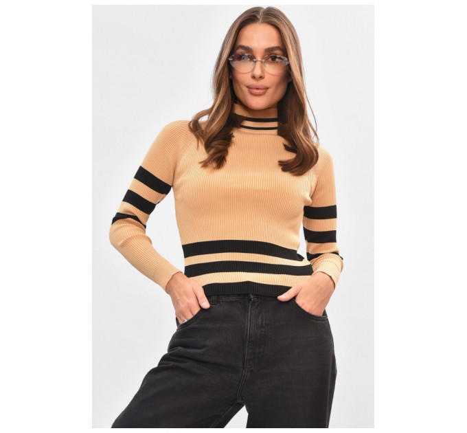 Гольф женский темно-бежевого цвета с принтом 205649L