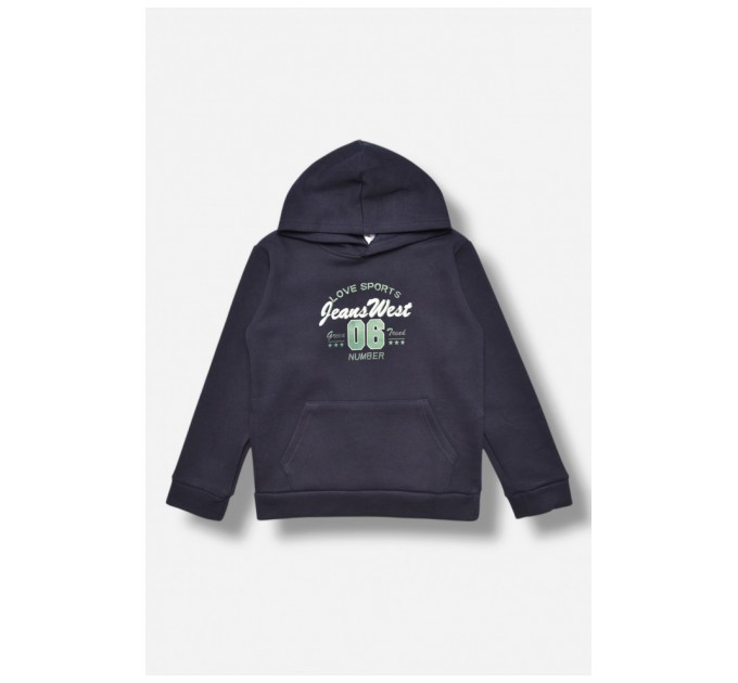 Свитшот детский для мальчика на флисе темно-синего цвета 205994L