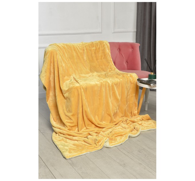 Плед двухсторонний белого и желтого цвета размер 160*200 206101L