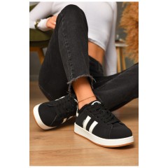 Кросівки жіночі чорного кольору на хутрі 206196L