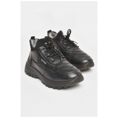 Кросівки чоловічі на штучному хутрі чорного кольору 206253L