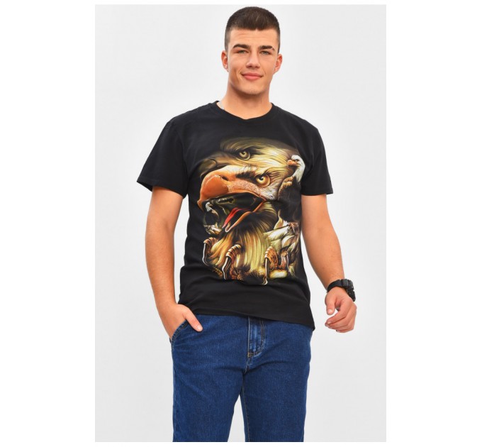 Футболка чоловіча чорного кольору з принтом 206285L