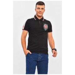 Футболка чоловіча поло чорного кольору з принтом 206309L