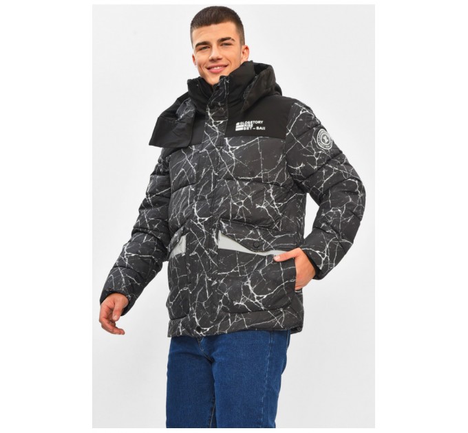 Куртка мужская еврозима черного цвета с принтом 206412L