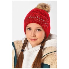 Шапка дитяча тепла бордового кольору для дівчинки на 10-14 років 153180L Шапка дитяча тепла бордового кольору для дівчинки на 10-14 років 153180L