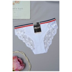 Труси жіночі бавовняні з гіпюром білого кольору 154524L
