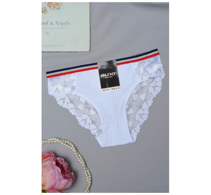 Труси жіночі бавовняні з гіпюром білого кольору 154524L