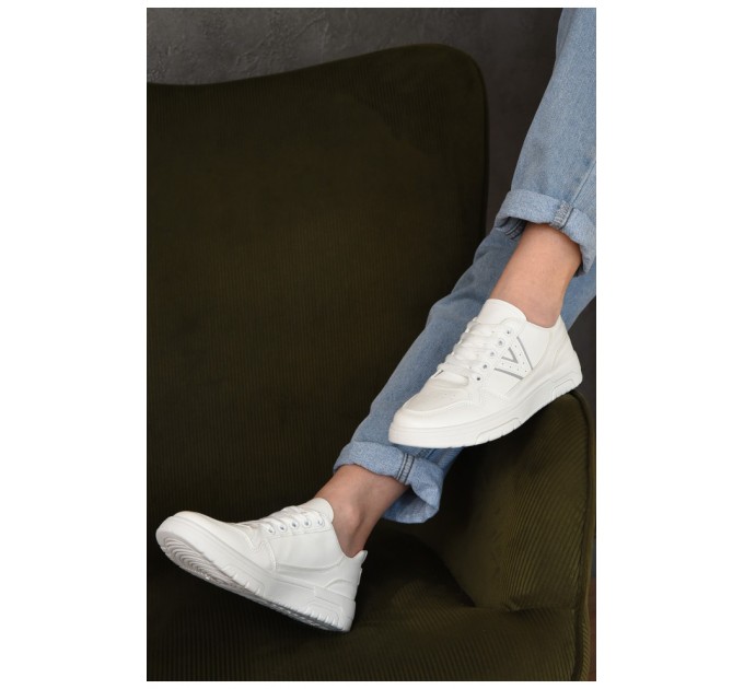 Кроссовки женские белого цвета на шнуровке 155415L