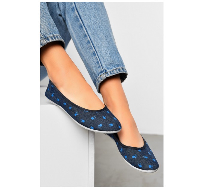Балетки жіночі темно-синього кольору текстиль 156475L