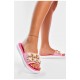 Шльопанці жіночі рожевого кольору з намистинами 160038L Шльопанці жіночі рожевого кольору з намистинами 160038L