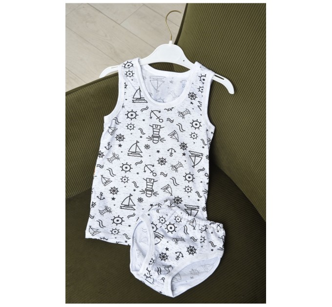 Комплект дитячий для хлопчика майка+трусики білого кольору 162656L