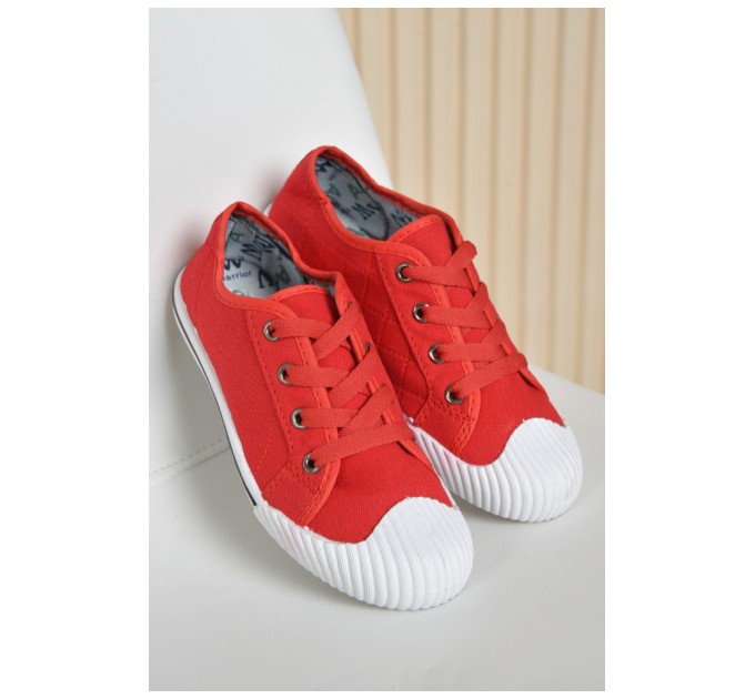Кеди дитячі червоного кольору текстиль 163245L