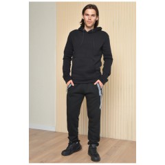 Спортивні штани чоловічі на флісі чорного кольору 165452L