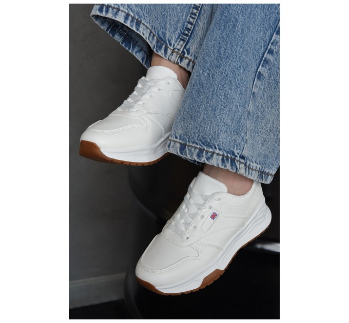 Кросівки жіночі білого кольору на шнурівці 165951L