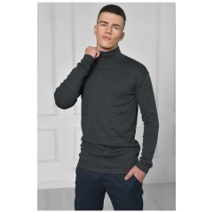 Гольф чоловічий на флісі темно-сірого кольору 166675L