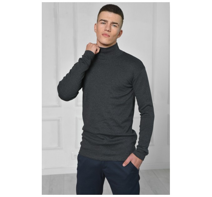 Гольф чоловічий на флісі темно-сірого кольору 166675L