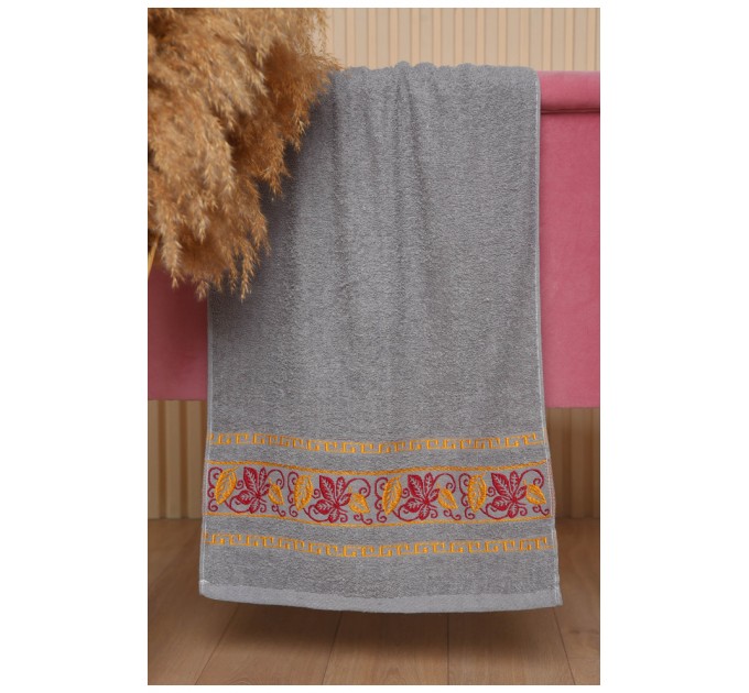 Рушник для обличчя махровий сірого кольору 168180L