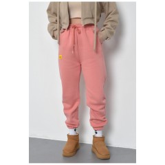 Спортивні штани жіночі на флісі персикового кольору 168426L