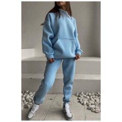 Спортивний костюм жіночий на флісі блакитного кольору 168750L