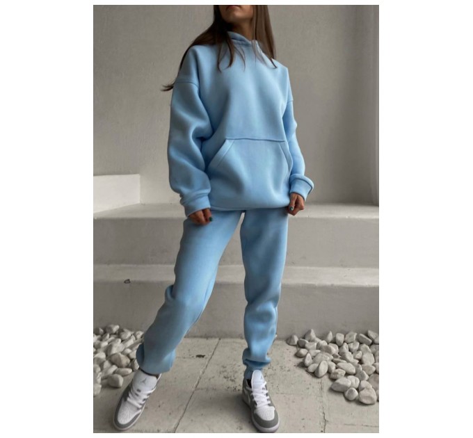 Спортивний костюм жіночий на флісі блакитного кольору 168750L