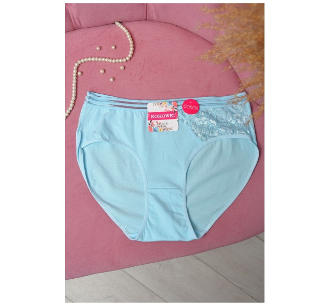 Трусы женские полубатальные голубого цвета 168853L
