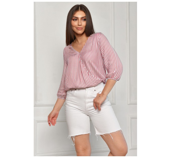 Рубашка женская в полоску красного цвета 168992L