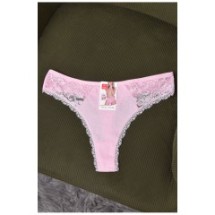 Стрінги жіночі з гіпюром рожевого кольору 169642L