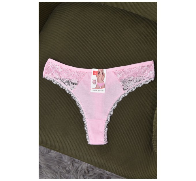 Стрінги жіночі з гіпюром рожевого кольору 169642L