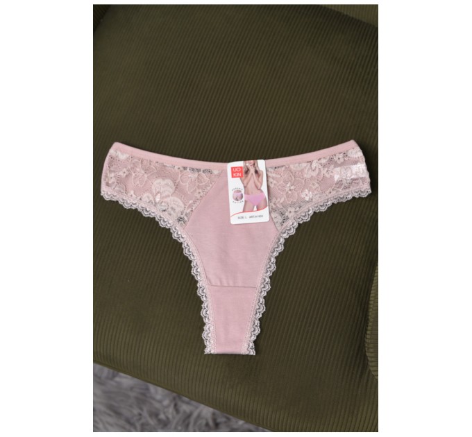 Женские стринги с гипюром пудрового цвета 169675L