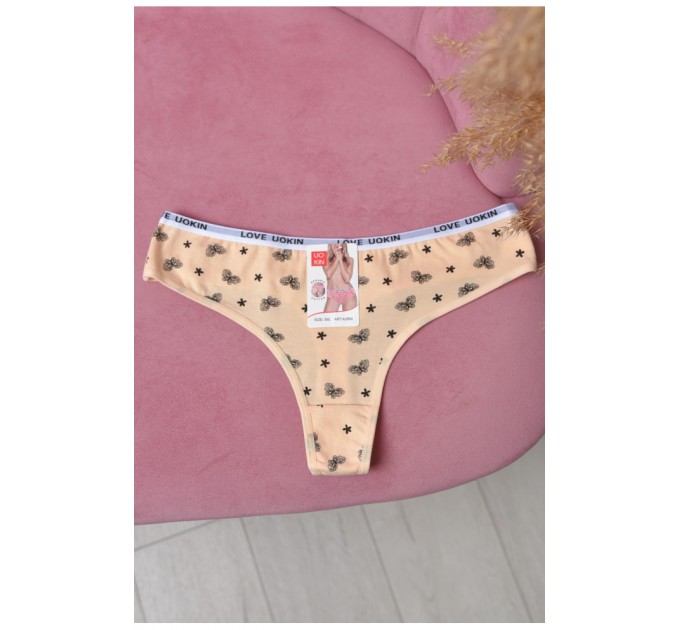 Стрінги жіночі з принтом бежевого кольору 169728L