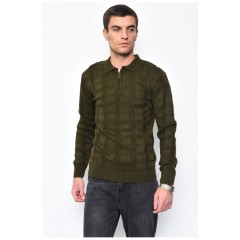 Светр чоловічий кольору хакі акриловий 169909L