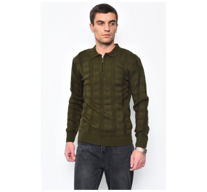 Светр чоловічий кольору хакі акриловий 169909L