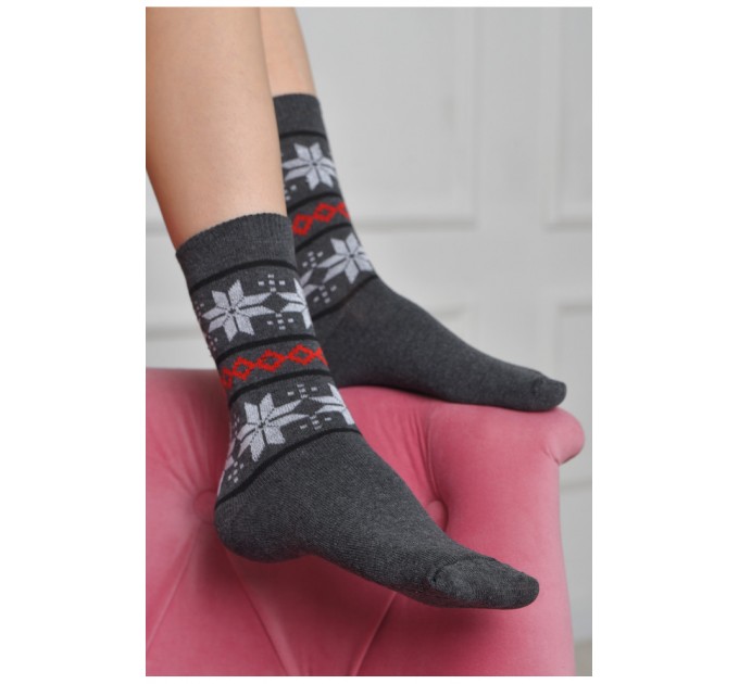 Шкарпетки жіночі з малюнком темно-сірого кольору розмір 36-40 170147L