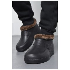 Галоши мужские на меху черного цвета 170285L
