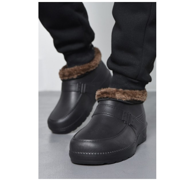 Галоши мужские на меху черного цвета 170285L