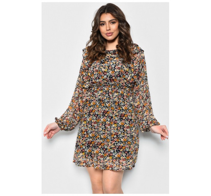 Сукня жіноча шифонова чорного кольору в квіточку 171793L