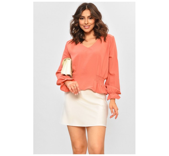 Блуза жіноча однотонна персикового кольору 172049L