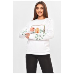 Свитшот женский на флисе белого цвета 173076L