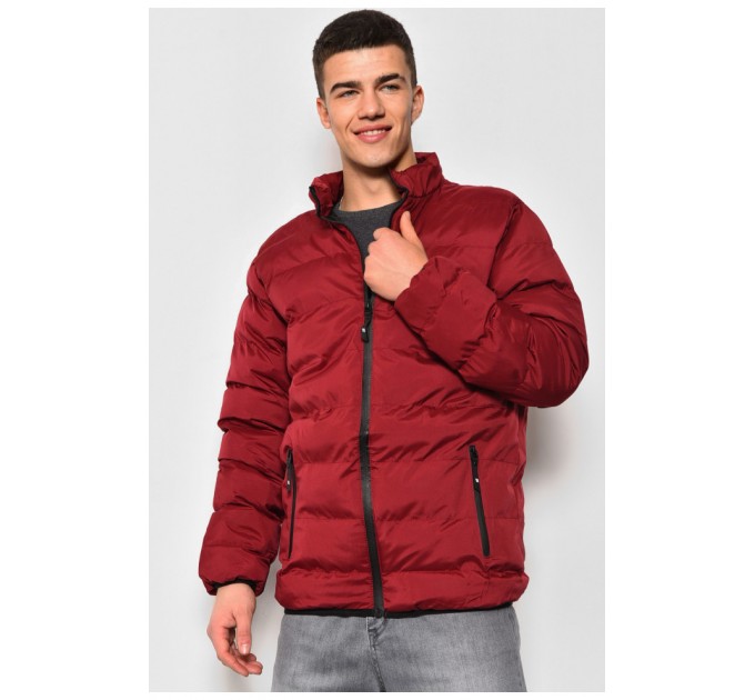 Куртка чоловiча демicезонна бордового кольору 173357L