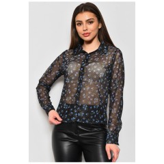 Рубашка женская в сеточку черного цвета 173623L