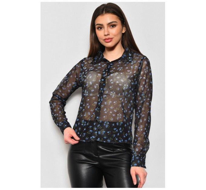 Рубашка женская в сеточку черного цвета 173623L