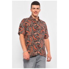 Мужская рубашка полубатальная черно-красного цвета 175064L