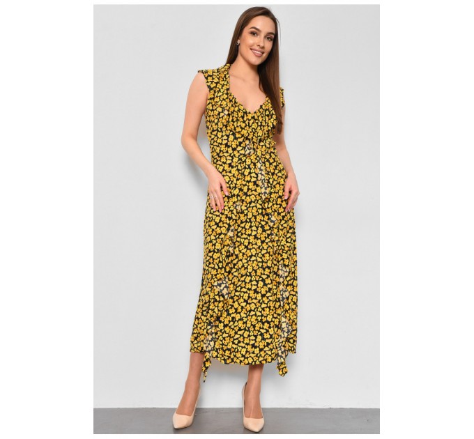 Сарафан жіночий чорного кольору в квітковий принт 175127L