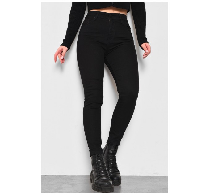 Джинси жіночі звужені чорного кольору 175453L