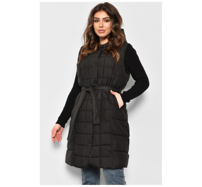 Жилетка жіноча подовжена чорного кольору 176026L