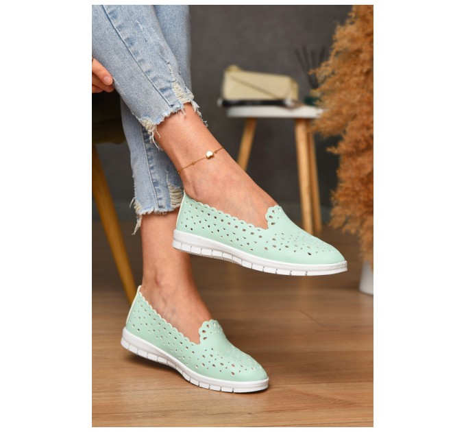 Мокасины женские мятного цвета 177134L
