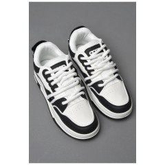 Кроссовки мужские черно-белого цвета на шнуровке 177251L