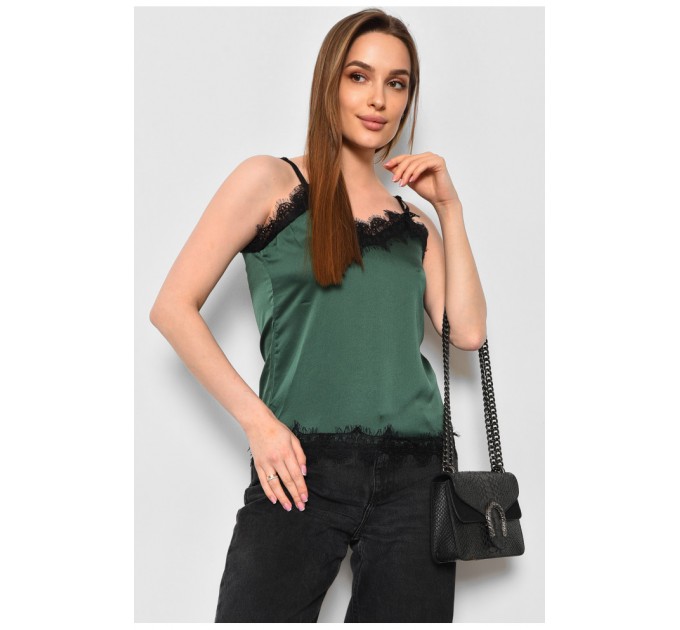 Майка жіноча з мереживом зеленого кольору 178245L