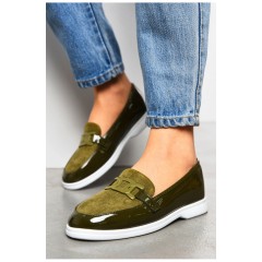 Туфлі-лофери жіночі кольору хакі 178765L