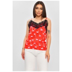 Женская майка с кружевом красного цвета 179068L